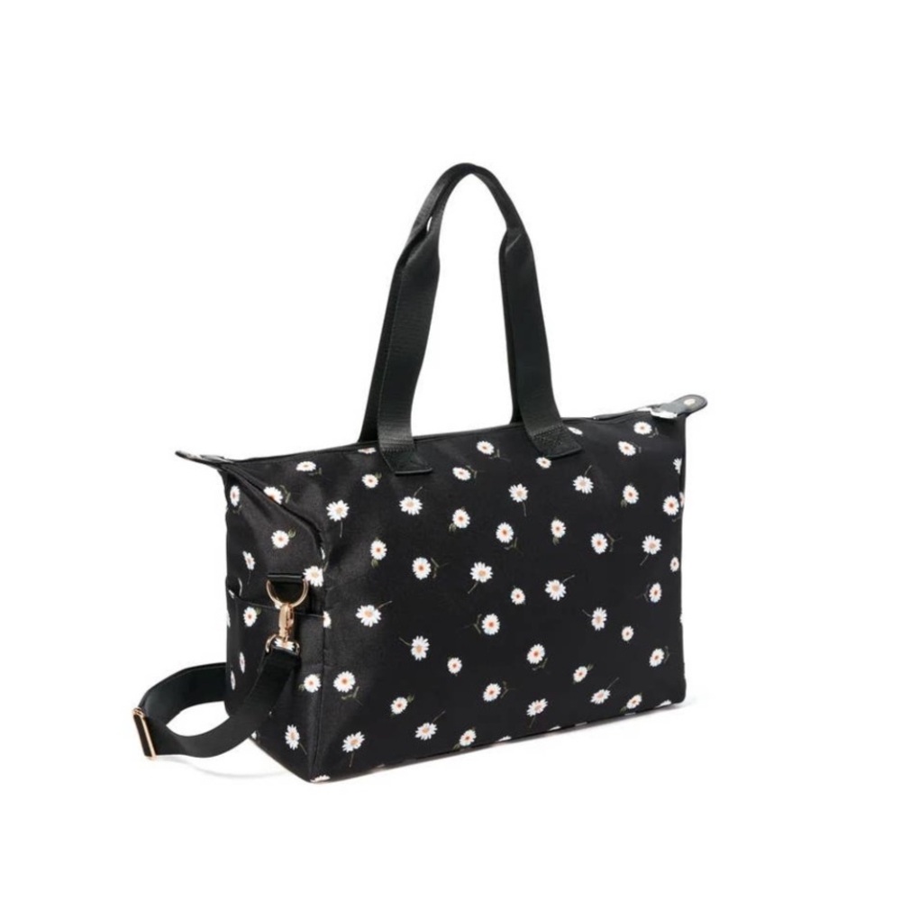 Alice + Olivia Daisy Floral Weekender Travel Duffel Pretty Black Bag NWT - Picture 5 of 16